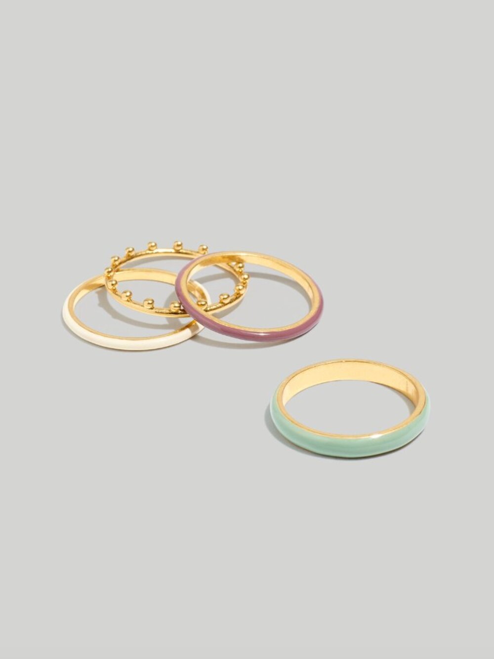 Madewell Enamel Stacking Ring Set in Iced Mint Size 8